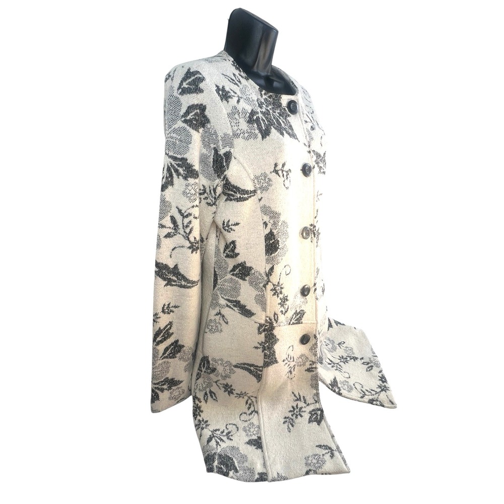 Lucy & Laurel Anthropologie Small Cream Grey Wool Blend Sweater Coat  L - Picture 5 of 7